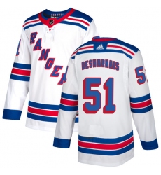 Youth Adidas New York Rangers #51 David Desharnais Authentic White Away NHL Jersey
