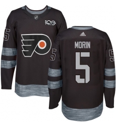 Men's Adidas Philadelphia Flyers #5 Samuel Morin Authentic Black 1917-2017 100th Anniversary NHL Jersey