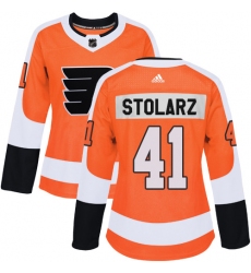 Women's Adidas Philadelphia Flyers #41 Anthony Stolarz Authentic Orange Home NHL Jersey