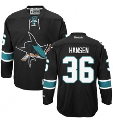 Youth Reebok San Jose Sharks #36 Jannik Hansen Premier Black Third NHL Jersey