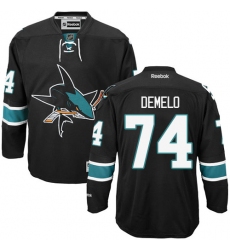 Youth Reebok San Jose Sharks #74 Dylan DeMelo Premier Black Third NHL Jersey