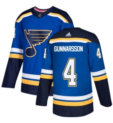 Youth Adidas St. Louis Blues #4 Carl Gunnarsson Authentic Royal Blue Home NHL Jersey