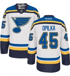 Youth Reebok St. Louis Blues #45 Luke Opilka Authentic White Away NHL Jersey