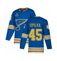 Youth St. Louis Blues #45 Luke Opilka Authentic Navy Blue Alternate 2019 Stanley Cup Champions Hockey Jersey