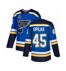 Youth St. Louis Blues #45 Luke Opilka Authentic Royal Blue Home 2019 Stanley Cup Champions Hockey Jersey