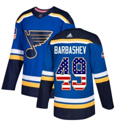 Men's Adidas St. Louis Blues #49 Ivan Barbashev Authentic Blue USA Flag Fashion NHL Jersey