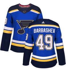 Women's Adidas St. Louis Blues #49 Ivan Barbashev Premier Royal Blue Home NHL Jersey