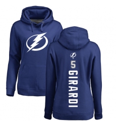 NHL Women's Adidas Tampa Bay Lightning #5 Dan Girardi Royal Blue Backer Pullover Hoodie