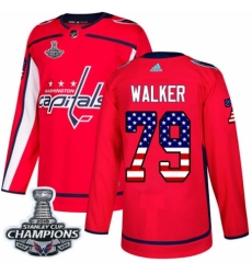 Youth Adidas Washington Capitals #79 Nathan Walker Authentic Red USA Flag Fashion 2018 Stanley Cup Final Champions NHL Jersey