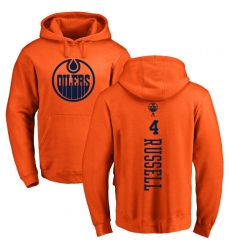 NHL Adidas Edmonton Oilers #4 Kris Russell Orange One Color Backer Pullover Hoodie