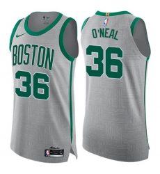 Men's Nike Boston Celtics #36 Shaquille O'Neal Authentic Gray NBA Jersey - City Edition
