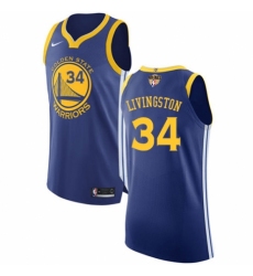 Men's Nike Golden State Warriors #34 Shaun Livingston Authentic Royal Blue Road 2018 NBA Finals Bound NBA Jersey - Icon Edition