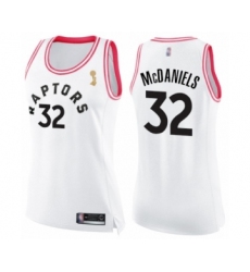 Women's Toronto Raptors #32 KJ McDaniels Swingman White Pink Fashion 2019 Basketball Finals Champions Jersey