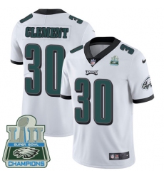 Men's Nike Philadelphia Eagles #30 Corey Clement White Vapor Untouchable Limited Player Super Bowl LII Champions NFL Jersey
