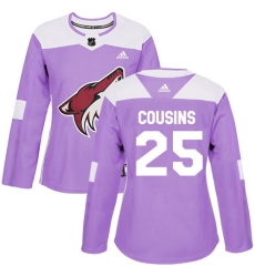Women's Adidas Arizona Coyotes #25 Nick Cousins Authentic Purple Fights Cancer Practice NHL Jersey