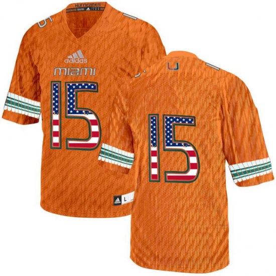 Miami Hurricanes 15 Orange USA Flag College Football Jersey,cheap