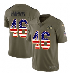 Men's Nike Cincinnati Bengals #46 Clark Harris Limited Olive USA Flag 2017 Salute to Service NFL Jersey