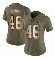 Women's Nike Cincinnati Bengals #46 Clark Harris Limited Olive Gold 2017 Salute to Service NFL Jersey