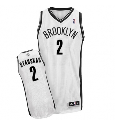 Men's Adidas Brooklyn Nets #2 Nik Stauskas Authentic White Home NBA Jersey