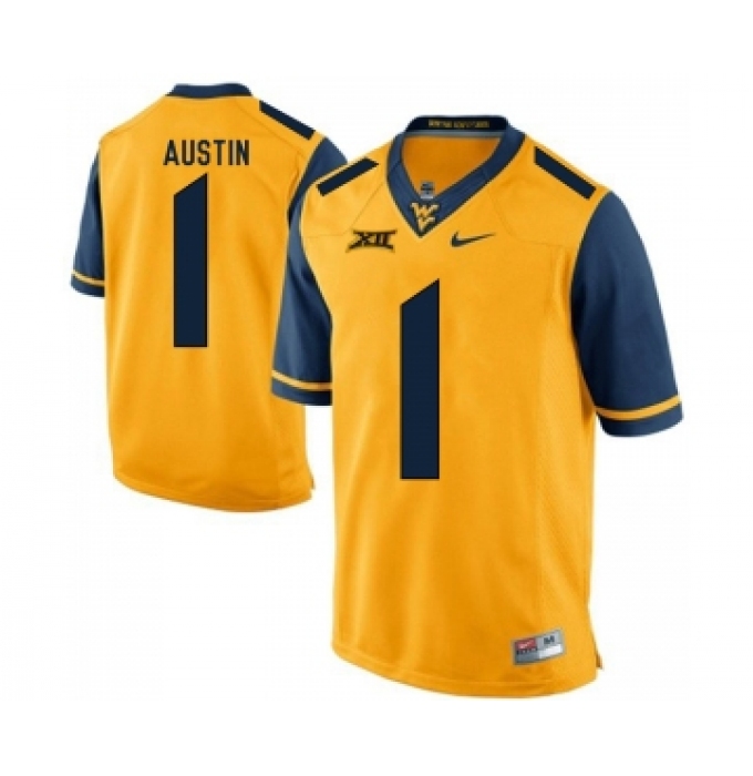 West Virginia Mountaineers 1 Tavon Austin Gold College Football Jersey