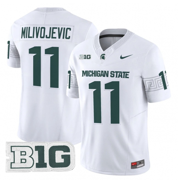Men's Michigan State Spartans #11 ALESSIO MILIVOJEVIC 2026 Vapor Limited White Jersey