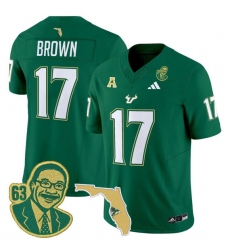 Men's South Florida Bulls #17 Byrum Brown Green Stitched Jersey