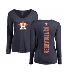 MLB Women's Nike Houston Astros #35 Justin Verlander Navy Blue Backer Long Sleeve T-Shirt