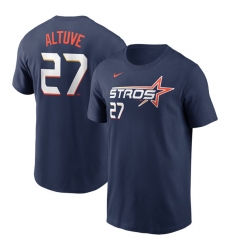 Men's Houston Astros #27 Jose Altuve Navy 2025 City Connect Fuse Name & Number T-Shirt