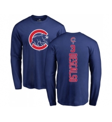 Baseball Chicago Cubs #3 Daniel Descalso Royal Blue Backer Long Sleeve T-Shirt