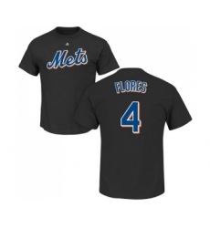 MLB Nike New York Mets #4 Wilmer Flores Black Name & Number T-Shirt