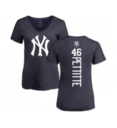 MLB Women's Nike New York Yankees #46 Andy Pettitte Navy Blue Backer T-Shirt