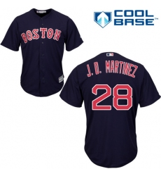 Youth Majestic Boston Red Sox #28 J. D. Martinez Replica Navy Blue Alternate Road Cool Base MLB Jersey