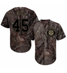 Men's Majestic Houston Astros #45 Gerrit Cole Authentic Camo Realtree Collection Flex Base MLB Jersey