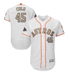 Men's Majestic Houston Astros #45 Gerrit Cole White 2018 Gold Program Flex Base Authentic Collection MLB Jersey
