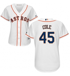 Women's Majestic Houston Astros #45 Gerrit Cole Replica White Home Cool Base MLB Jersey