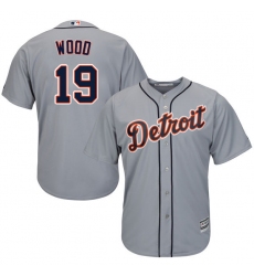 Youth Majestic Detroit Tigers #19 Travis Wood Authentic Grey Road Cool Base MLB Jersey