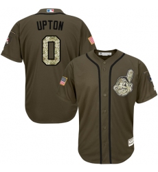 Men's Majestic Cleveland Indians #0 B.J. Upton Authentic Green Salute to Service MLB Jersey