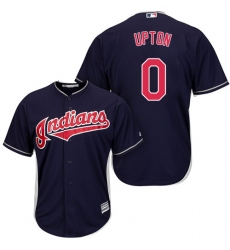 Youth Majestic Cleveland Indians #0 B.J. Upton Authentic Navy Blue Alternate 1 Cool Base MLB Jersey