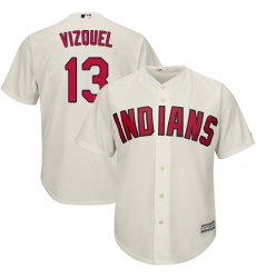 Men's Majestic Cleveland Indians #13 Omar Vizquel Replica Cream Alternate 2 Cool Base MLB Jersey