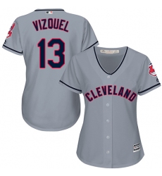 Women's Majestic Cleveland Indians #13 Omar Vizquel Authentic Grey Road Cool Base MLB Jersey