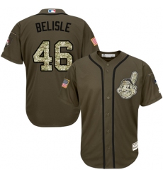 Youth Majestic Cleveland Indians #46 Matt Belisle Authentic Green Salute to Service MLB Jersey