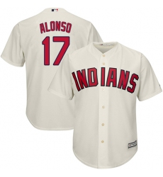 Men's Majestic Cleveland Indians #17 Yonder Alonso Replica Cream Alternate 2 Cool Base MLB Jersey