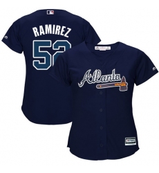Women's Majestic Atlanta Braves #52 Jose Ramirez Replica Blue Alternate Road Cool Base MLB Jersey