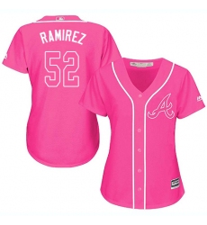 Women's Majestic Atlanta Braves #52 Jose Ramirez Replica Pink Fashion Cool Base MLB Jersey