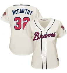 Women's Majestic Atlanta Braves #32 Brandon McCarthy Replica Cream Alternate 2 Cool Base MLB Jersey