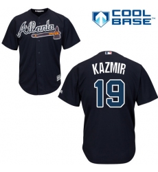 Men's Majestic Atlanta Braves #19 Scott Kazmir Replica Blue Alternate Road Cool Base MLB Jersey