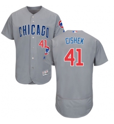 Men's Majestic Chicago Cubs #41 Steve Cishek Grey Road Flex Base Authentic Collection MLB Jersey
