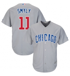 Youth Majestic Chicago Cubs #11 Drew Smyly Replica Grey Road Cool Base MLB Jersey