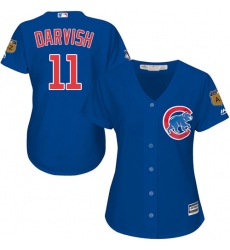 Women's Majestic Chicago Cubs #11 Yu Darvish Authentic Royal Blue Alternate MLB Jersey