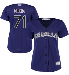 Women's Majestic Colorado Rockies #71 Wade Davis Authentic Purple Alternate 1 Cool Base MLB Jersey